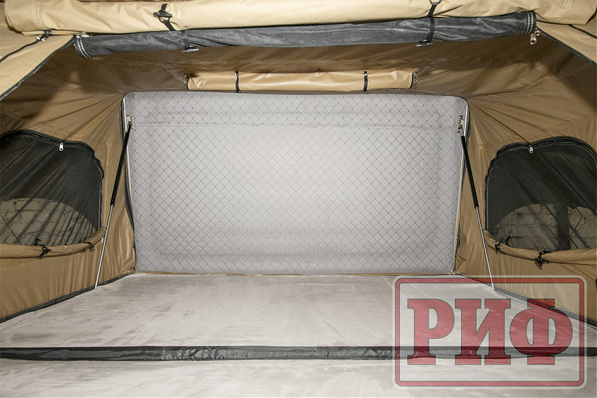 Палатка на крышу автомобиля РИФ Hard RT03-140, корпус черный, тент песочный