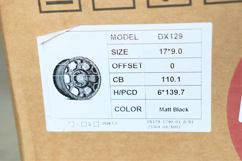 ДИСК АВТОМОБИЛЬНЫЙ АЛЮМИНИЕВЫЙ ЛИТОЙ Black Rhino DX129 (Реплика) 17х9 ET-0 6X139.7 ЦО-110,1 черный матовый