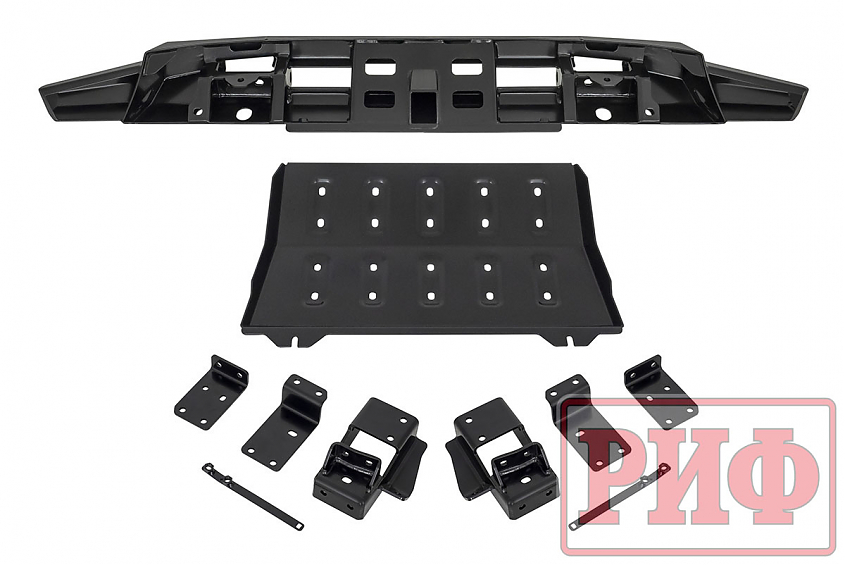 Бампер РИФ силовой передний Mitsubishi Pajero Sport 2015-2020 с фаркопом и защитой радиатора
