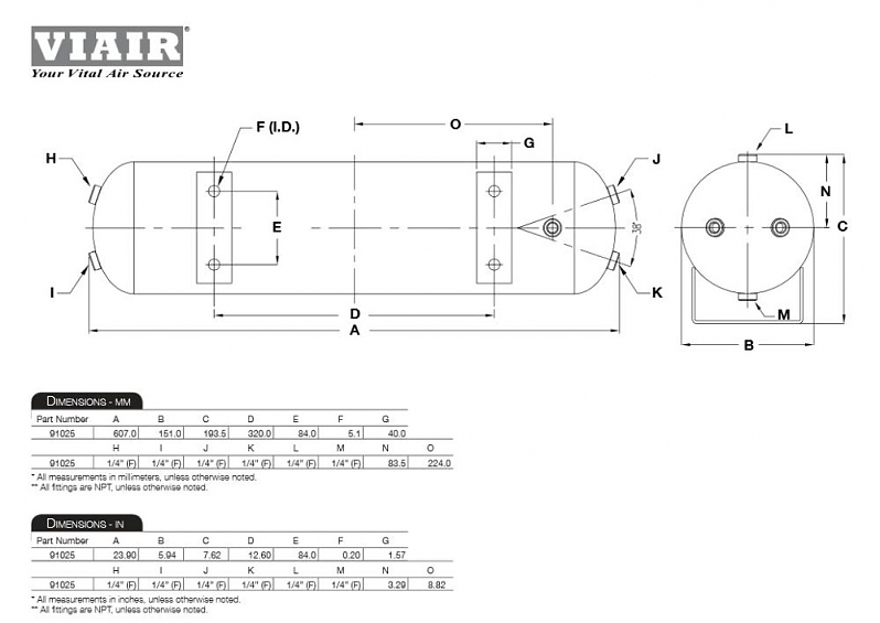 Ресивер Viair 2.5Ga/9л 6 входов 10 атм