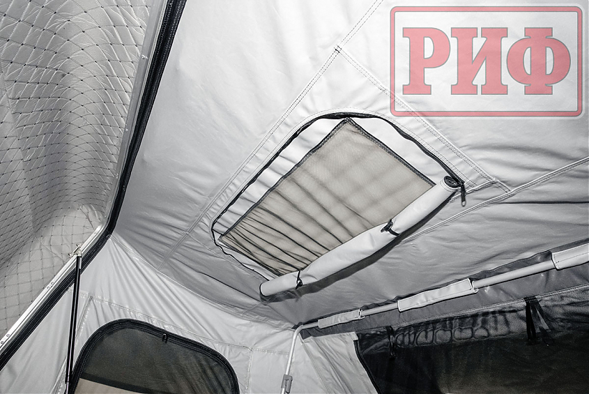 Палатка на крышу автомобиля РИФ Hard RT03-140 усиленная, корпус черный, тент серый