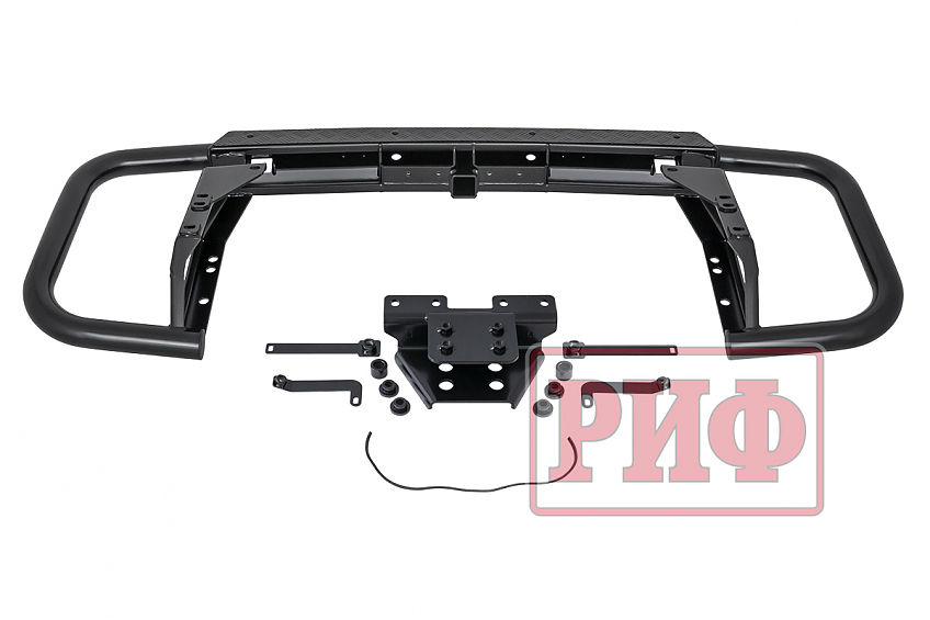 Бампер задний силовой/защита штатного бампера РИФ Toyota Land Cruiser 200 2007-2015 c квадратом под фаркоп