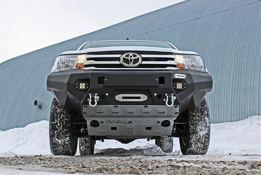 Силовой бампер передний RIVAL алюминиевый Toyota Hilux Revo 2015+  (без ПТФ )