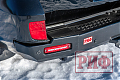 Бампер РИФ силовой задний Toyota Land Cruiser 200 2007-2012 с квадратом под фаркоп, калиткой, фонарями, подсветкой номера
