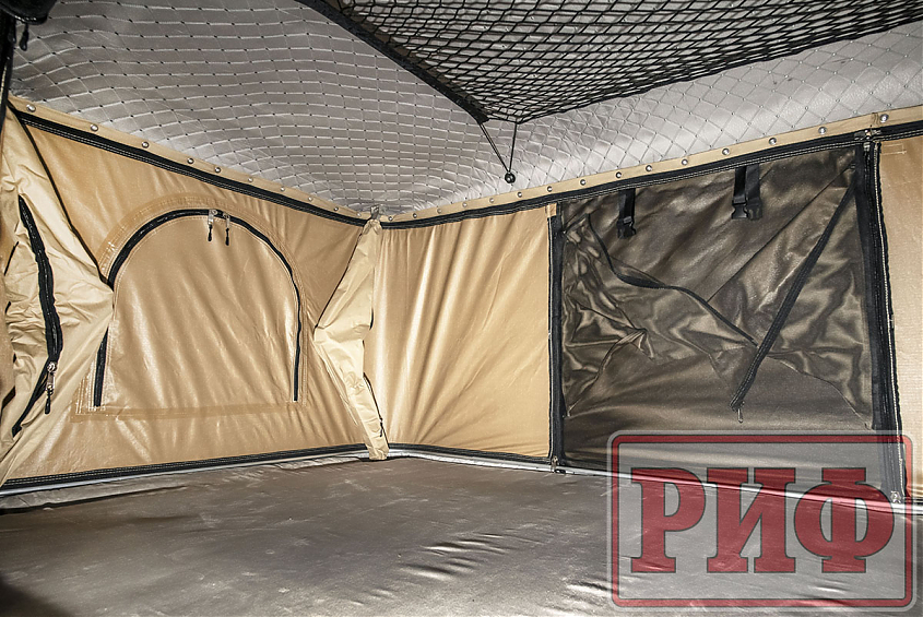 Палатка на крышу автомобиля РИФ Hard RT04-125, корпус белый, тент песочный
