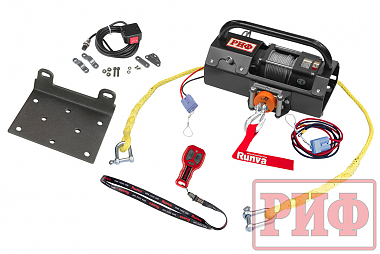 Лебёдка переносная РИФ 2500A c малой площадкой и проводами (в сборе) стальной трос