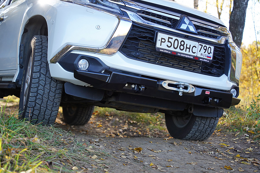 Бампер РИФ силовой передний Mitsubishi Pajero Sport 2015-2020 дизель под площадку для лебёдки RIFPS3-33003