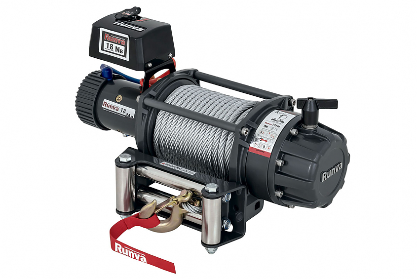Лебёдка электрическая индустриальная 12V Runva 18000 lbs влагозащищенная, стальной трос