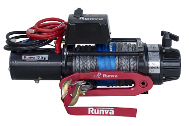 Лебёдка электрическая 12V Runva 12500 lbs 5670 кг (влагозащищенная) синтетический трос