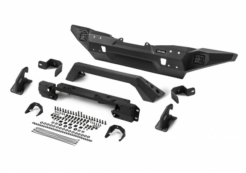 Силовой бампер передний RIVAL алюминиевый для Jeep Wrangler JK, JL (с защитой рулевых тяг)