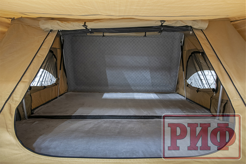 Палатка на крышу автомобиля РИФ Hard RT03-140, корпус черный, тент песочный