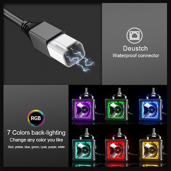 Светодиодная фара дополнительного света Aurora 6 диодов 30W +RGB ПОДСВЕТКА (Пара)