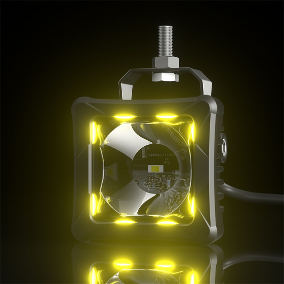 Светодиодная фара дополнительного света Aurora 6 диодов 30W +RGB ПОДСВЕТКА (Пара)