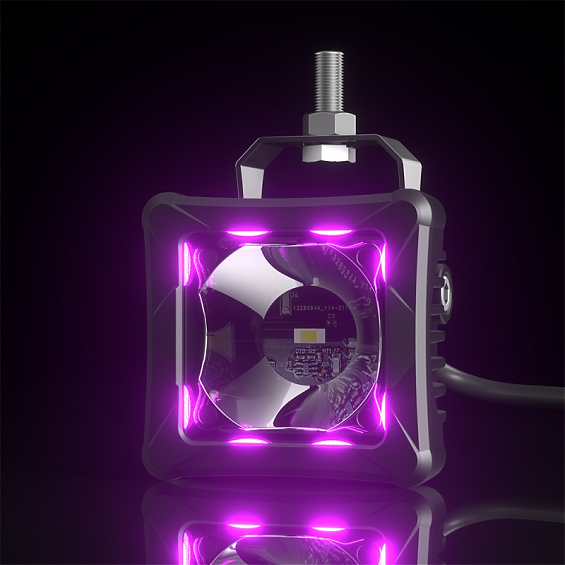 Светодиодная фара дополнительного света Aurora 6 диодов 30W +RGB ПОДСВЕТКА (Пара)