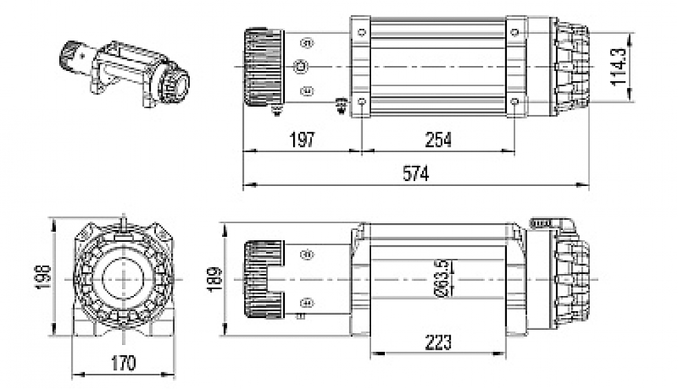 Лебедка автомобильная MASTER WINCH E12500 S - 12V(тяговое усилие до 5443 кг) с синтетическим тросом