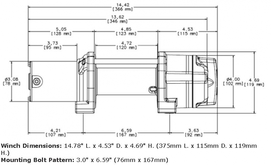 База лебедки WARN ProVantage 4500 (без комплекта)
