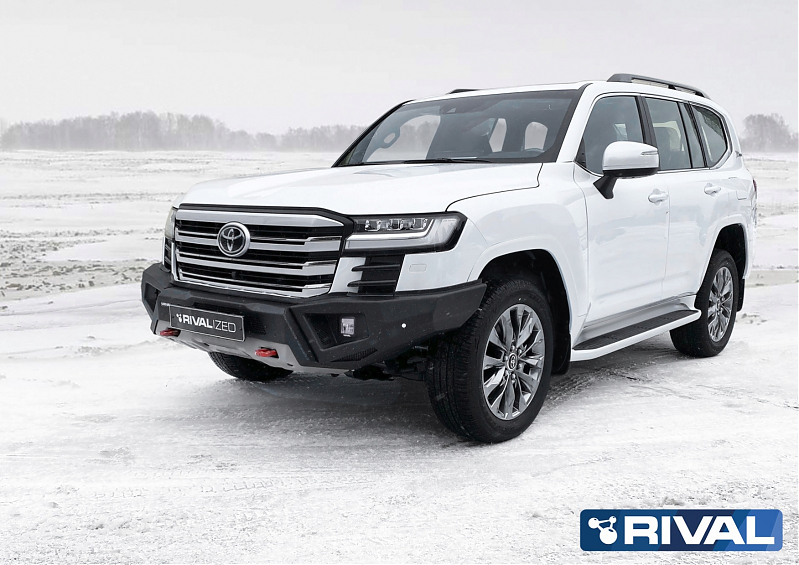Бампер силовой передний Rival алюминиевый (черный) Toyota Land Cruiser 300 2021+