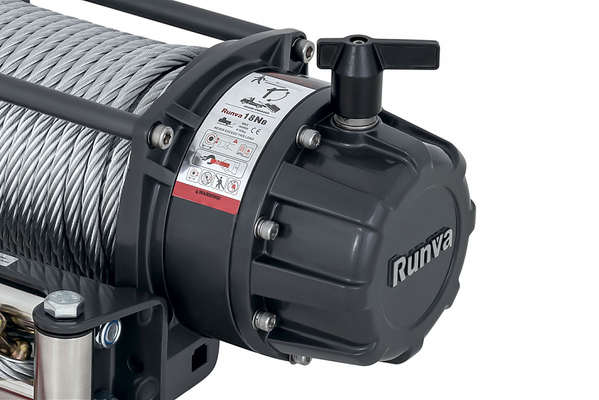 Лебёдка электрическая индустриальная 12V Runva 18000 lbs влагозащищенная, стальной трос