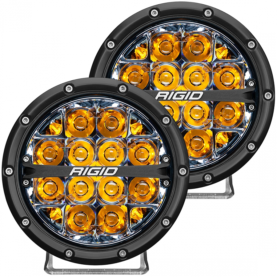 Светодиодные фары RIGID 360 Серия 6″ Дальний свет – Янтарная Подсветка (Пара) Светодиодные фары RIGID 360 Серия 6″ Дальний свет – Янтарная Подсветка (Пара)