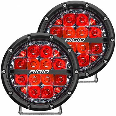 Светодиодные фары RIGID 360 Серия 6″ Дальний свет – Красная Подсветка (Пара)